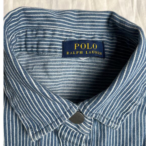 Polo Ralph Lauren Button Down Striped Denim Pony Logo Size Small - Picture 5 of 5